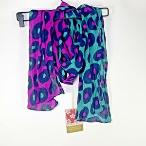 Gudrun Sjoden Lillian Scarf Organic Cotton Purple Green Black Abstract Circle